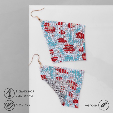 Hanging “rhombus” chain mails, toll flowers, red-blue color, 9 cm