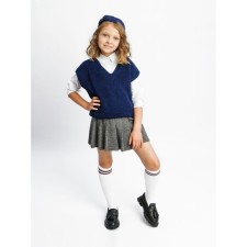 Vest for girl knit, height 134 cm, blue color