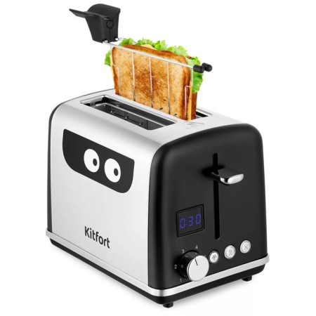 Toster KitFort KT-6219, 870 W, 6 frying modes, 2 toasts, black-silver