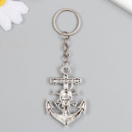 Metal keychain "Anchor with a skull" silver 3.6x5.5 cm-3
