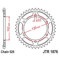 Звезда задняя JT, для 525 цепи, ведомая, сталь, 45 зубьев