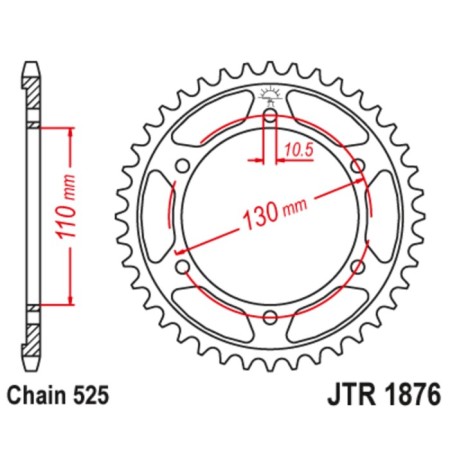 The rear star JT, for 525 chains, driven, steel, 45 teeth