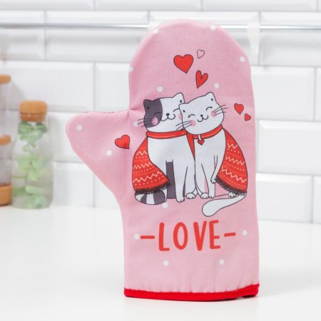 Love mittens "Love" 20x28cm, sarzha, 100% cotton, Vatin 250g/m2