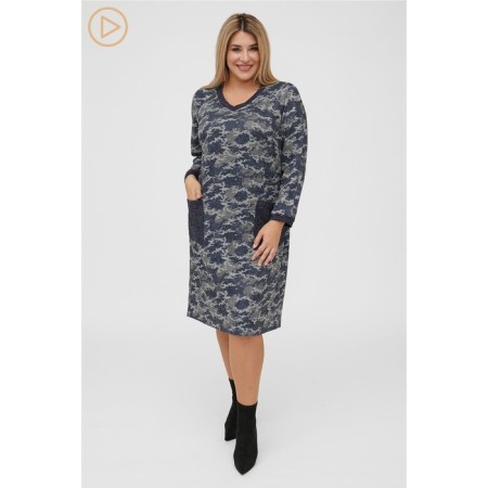 Women's dress, size 54, dark blue color-1