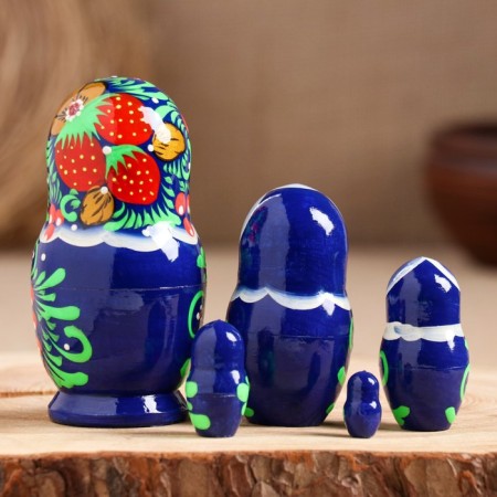 Nesting doll "Blue Dress", 5-doll, 10 cm, manual painting-1