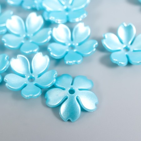 Beads for creativity plastic "Flower Pearl" set 40 pcs Blue 1.5x1.5 cm-1