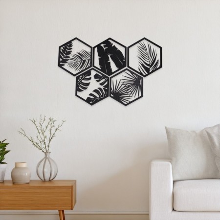 Nast -wall decor, a panel for an interior made of wood "Paporotnik", 5 modules 32 x 27.5 cm-4