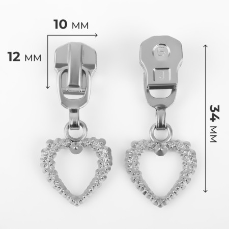 Automatic lock for metal zippers, No. 5, decorative, 10 pcs, Nickel color-1