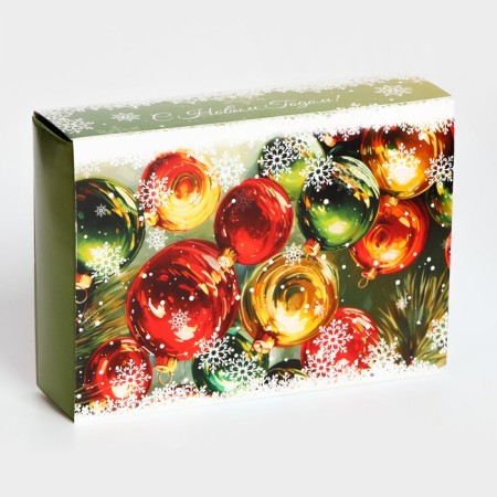 New Year. Box for 6 sweets "Christmas toys", 13.7 x 9.8 x 3.8 cm, confectionery packaging-2