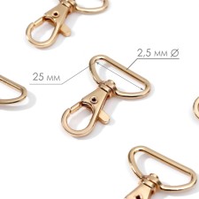 Metal carbine, 41 × 30 mm / 25 × 2.5 mm, 5 pcs, gold color