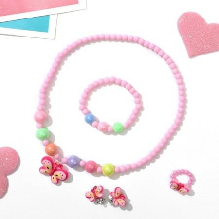 Set of children's “chosen” 4 subjects: clips, beads, bracelet, ring, butterfly, colored-2