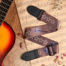 STARS guitar belt, 60-117 x 5 cm, brown