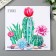 Interior plastic sticker "Blooming cacti" 30x30 cm