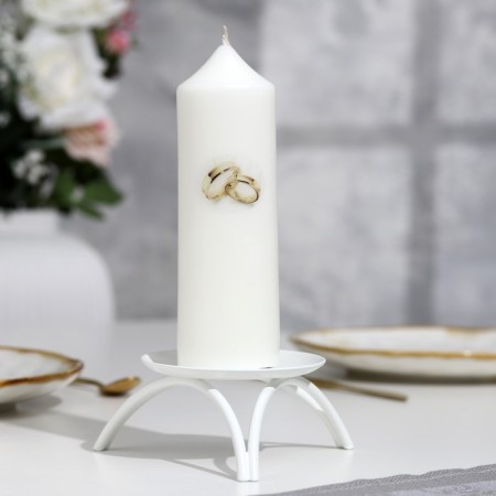Candle-cylinder Wedding "Engaping Rings", 5x15.5 cm, white, home, handmade