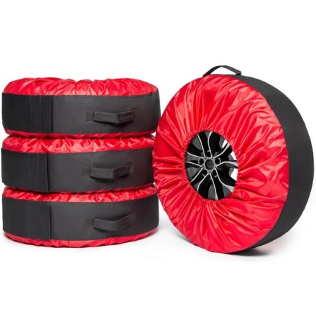 Covers for storing car wheels, 4 pieces, size from 15 "to 20", black/red color, wide, 80303