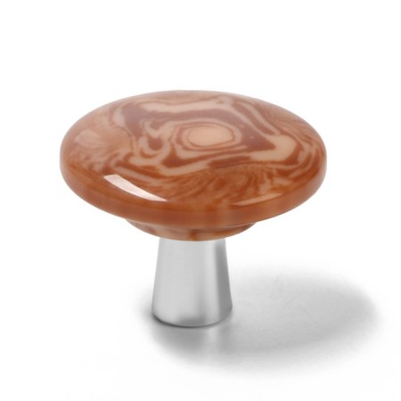 Handle button Cappio PK106, D = 32 mm, plastic, chromium color/tree