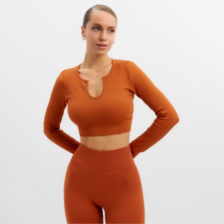 TOP with a long sleeve Minaku: Sportly; Color brown rr l-3