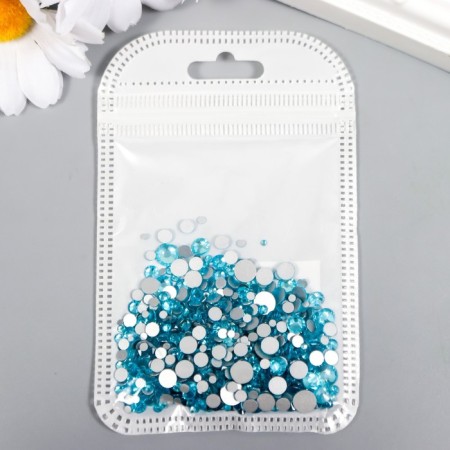 Decor for creativity Glass "Rhinestone Strived cone. Blue Lake" d = 1.5-6.5 mm nr 1000 pcs 74595-2