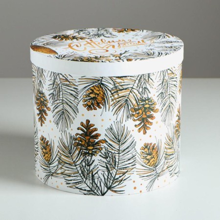 Round gift box "Happy New Year", 19.5 x 22 cm, New Year-1