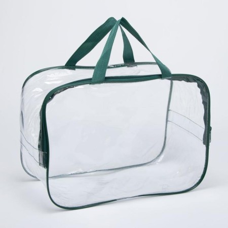Lightning cosmetic bag, transparent/green color-1
