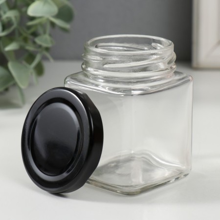 Bank for candles glass with a cover "Four faces" Transparent 150 ml 5.5x5x7.5 cm-2