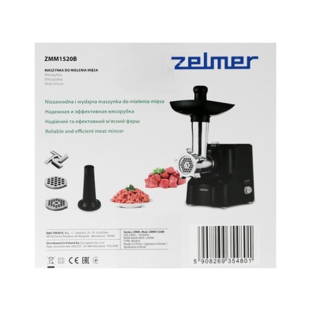 Selmer ZMM1520B meat grinder, 1,500 watts, 1.5 kg/min, nozzle for sausages, black-10