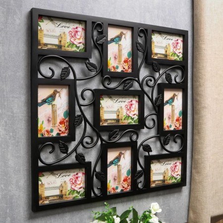 Photo frame plastic in 9 photos 10x15 cm "Binding" black 53x53 cm-1