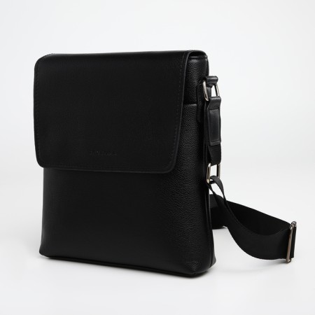 Male bag over the shoulder, Textura, external pocket, black color-3