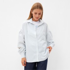 Блузка женская в полоску MINAKU: Casual collection цвет белый, р-р 52