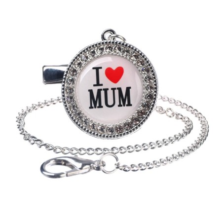 Nipple - orthodontic dummy, I love mum, with a cap, +6 months, white/silver, rhinestones-3