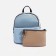 Women's backpack made of artificial leather, cosmetic bag, OTARA, Blue/Brown color
