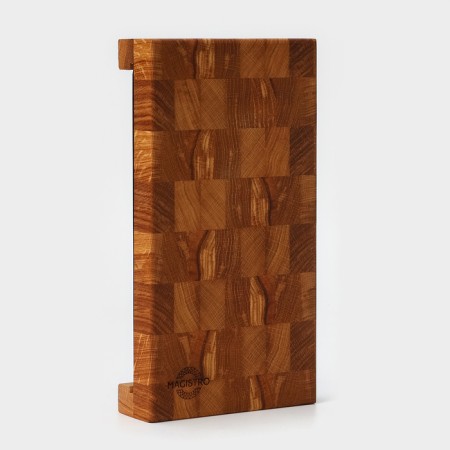 Board cutting end magistro, oak, with metallic gastrointestinal capacity, 30.5 × 16.5 × 5 cm, in a craft box-8