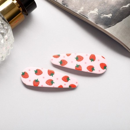 Invisibility for hair "Spark" (set 2 pcs) strawberries, 5 cm-1