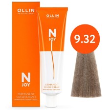 Cream-color hair Permanent Ollin Professional N-Joy, tone 9/32, golden purple blond, 100 ml