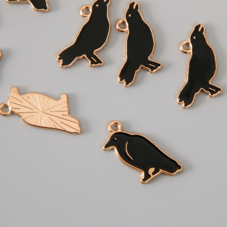 Decor for creativity metal, enamel "Black Raven" mix 2.3x1.5 cm-2