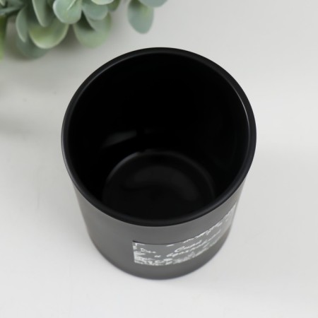 Bank for candles glass "Shine and inspiration" 220 ml black, matte 7x7x8.4 cm-2