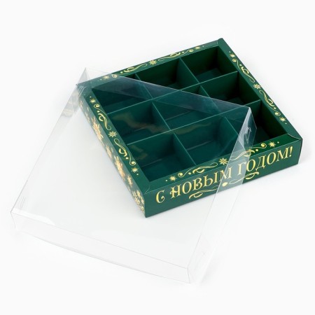 Box for 9 sweets with cells "New Year's fairy tale", 14.5 x 14.5 x 3 cm, New Year-4