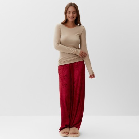 Home Home (longshit and trousers) KAFTAN "velvet", 48-50, Bordeaux/beige-1