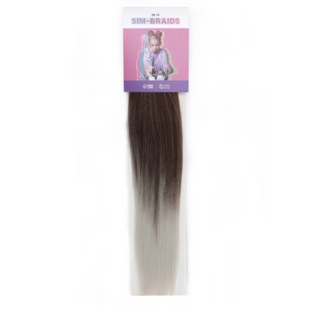 SIM-BRAIDS Kanecalon Two-color, corrugated, 65 cm, 90 gr, light gray/blond (#FR-15)-2