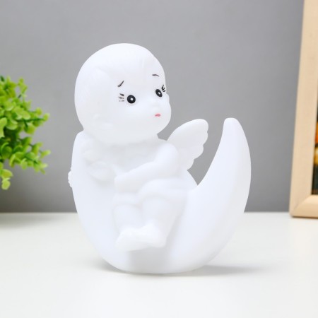 Nightlight "Angel on the Moon" LED battery 3XLR white 10x13x15 cm Risalux