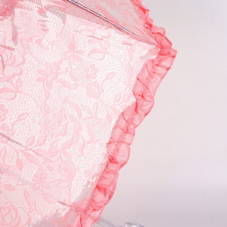 Umbrella - semi -automatic “lace” cane, 8 knitting needles, r = 40 cm, pink/transparent color-6