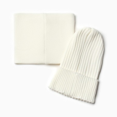 Kit for girls (snood and hat), milk color, size 52-56-3