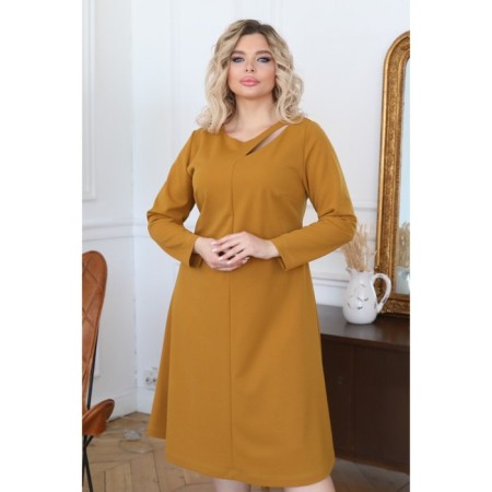 Female dress, size 54, mustard color-7