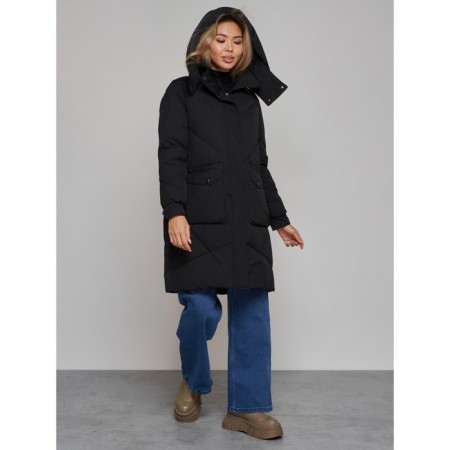 Coat insulated winter female, size 48, black color-5