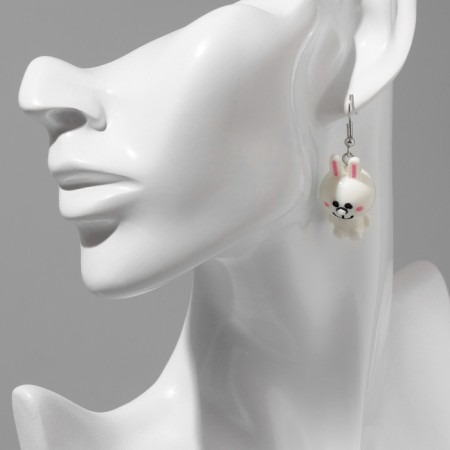 Earms with enamel "Yummy" bunny and carrot, color orange-white-3