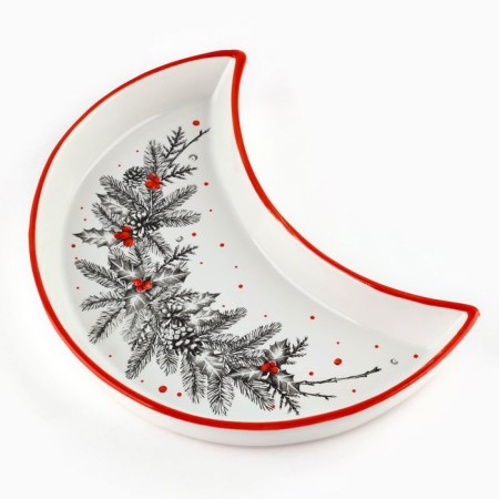 New Year! Ceramic plate "New Year's Wreath", 10.5x20 cm, white color-1