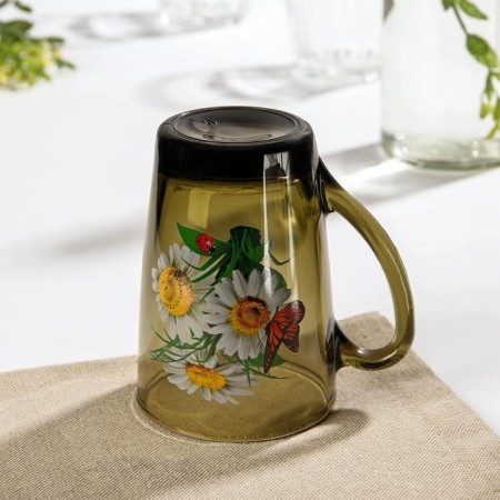 Glass mug "Bouquets", 300 ml, color mix-2