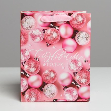 Laminated vertical "Pink Balls", MS 18 x 23 x 10 cm, New Year-1