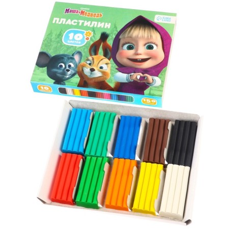 Plasticine 10 -cv 150g Masha and Bear-1