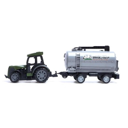 Radio -controlled “farmer” tractor with a tank, works from batteries, green color-1